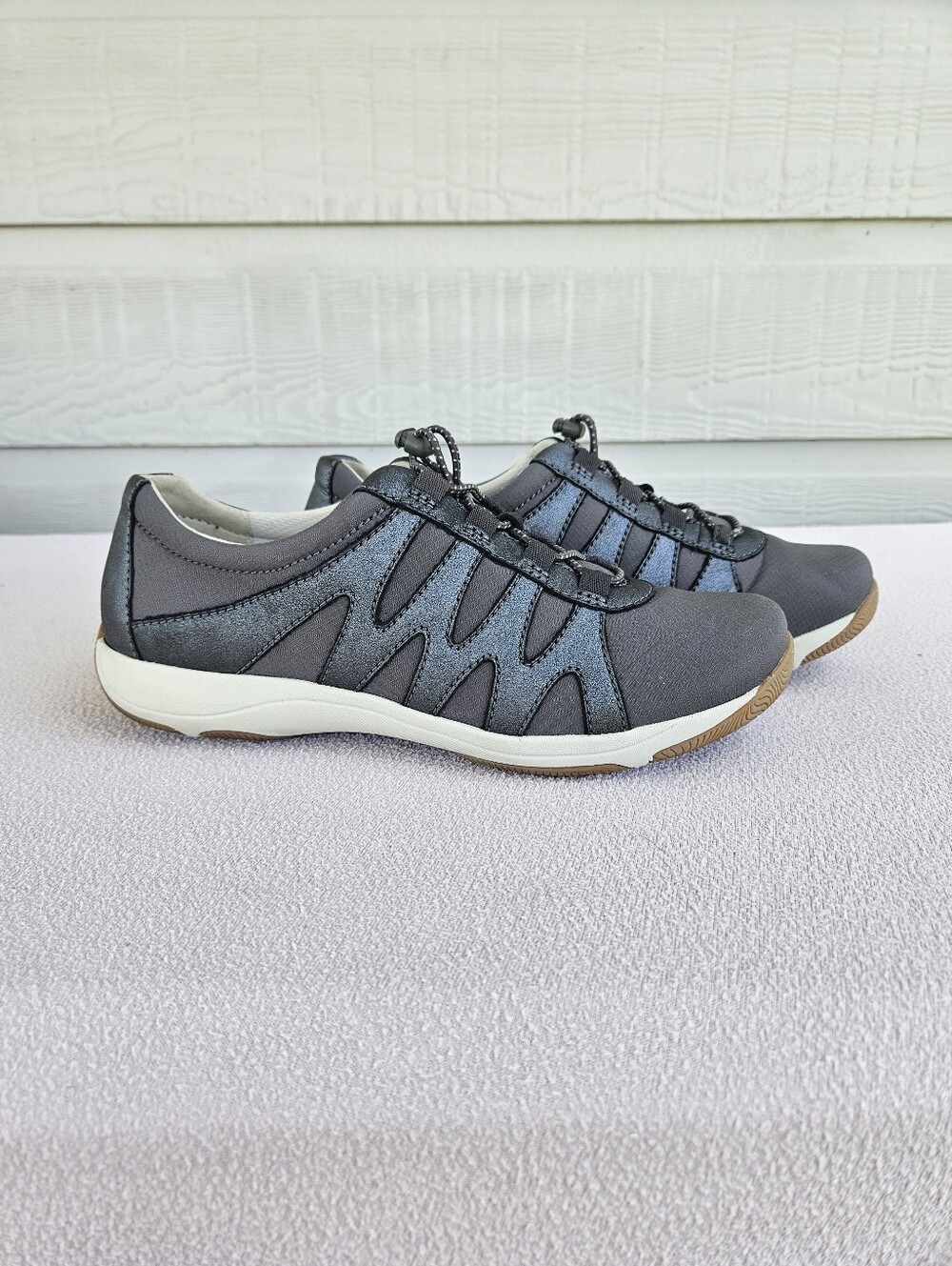 Dansko Harley Sneaker Women SZ EU 40 US 9.5 Grey Charcoal Metallic Drawstring